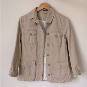 J. McLaughlin | Cotton Lined Tan Khaki Utility Safari Jacket with Buttons | Sz S